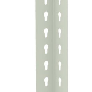A vertical, light green metal corner bead with small evenly spaced holes along its length. It is designed for use in drywall construction to create smooth and reinforced corners.