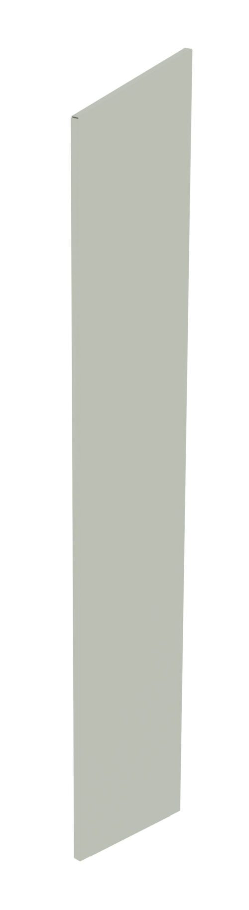 Tall, narrow, light gray panel standing upright against a white background.