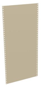 A blank, beige sheet of continuous form paper with perforated edges on both sides, used for dot matrix printing.