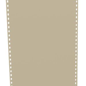 A blank, beige sheet of continuous form paper with perforated edges on both sides, used for dot matrix printing.