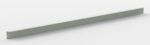 A long, narrow, light gray metal bar with a rectangular cross-section is placed diagonally across a white background. The bar has small circular holes at each end and in the middle.