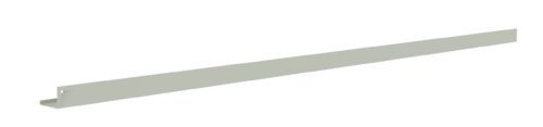 icu6smqvyfsdfro65qmp.jpg A long, narrow metal strip with a right-angle bend on one end, appearing light gray in color, and positioned diagonally against a white background.