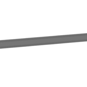 A long, narrow, rectangular metal bar with holes at each end on a white background.