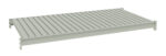 A rectangular, light gray metal panel with evenly spaced vertical slats and bracketed edges, designed for structural use or shelving. The panel is shown at an angle against a white background.