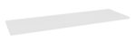 A long, rectangular white shelf is displayed against a plain white background, showing a minimalist design and sleek edges.