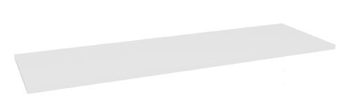 A long, rectangular white shelf is displayed against a plain white background, showing a minimalist design and sleek edges.