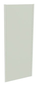 Tall, rectangular, light gray metal panel with evenly spaced holes along its two vertical edges, against a plain white background.