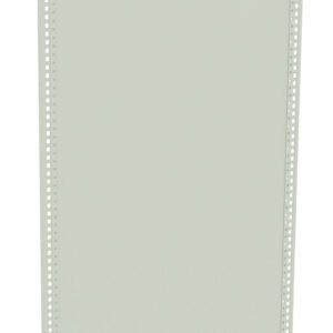 Tall, rectangular, light gray metal panel with evenly spaced holes along its two vertical edges, against a plain white background.