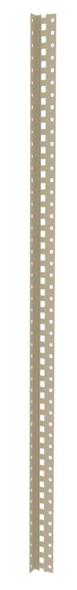 A tall, beige, perforated metal angle bracket with evenly spaced rectangular holes, designed for structural support or mounting purposes. The bracket is vertically oriented against a plain white background.