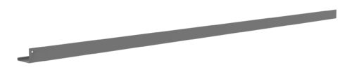 A long, thin, metallic L-shaped bracket with a hole on one end. The bracket is grey and shown against a white background.