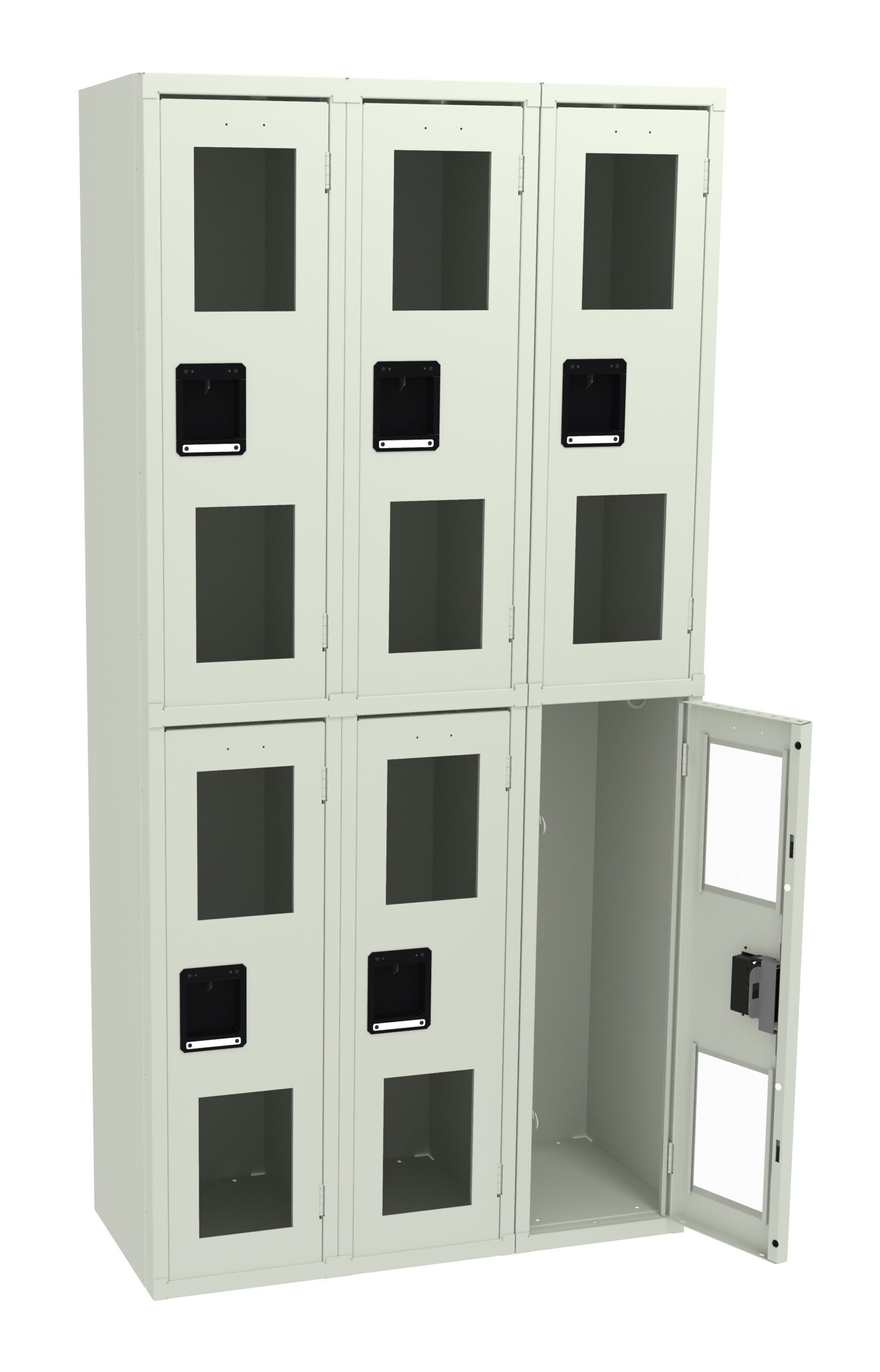 36" W x 15" D One-Wide Assembled Double Tier C-Thru Locker Without Legs, Light Grey