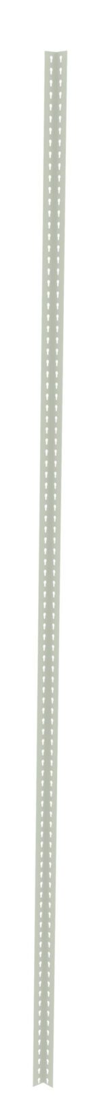 A slim, vertical, light gray strip with a series of small, evenly spaced white dots running along its center. The strip is slightly tilted to the right against a plain white background.