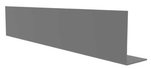 A 3D rendering of a gray, L-shaped bracket or metal profile, positioned diagonally.