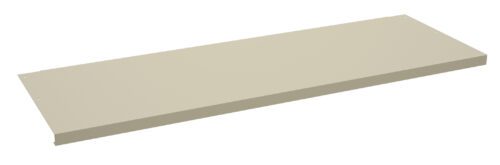 ioio2jahfqkllwpzjddz.jpg A rectangular, flat, beige shelf with a smooth surface. It has small holes near the corners, likely for mounting or support. It appears to be made of a sturdy material like wood or composite.