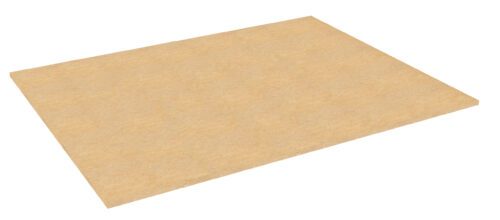 A flat, rectangular sheet of medium-density fiberboard (MDF) in a light brown color, shown against a white background.