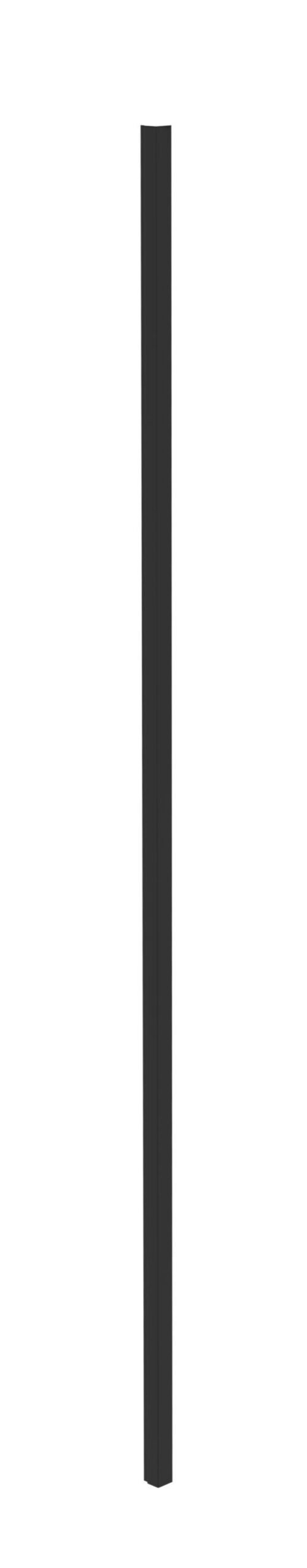 A tall, vertical, black rectangular post against a white background.