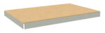 A rectangular wooden shelf with a beige surface and gray edges designed to fit into a shelving unit.