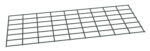 A gray, rectangular metal grid with evenly spaced horizontal and vertical bars, creating square openings. The grid is viewed from a slight angle, showing its three-dimensional form.