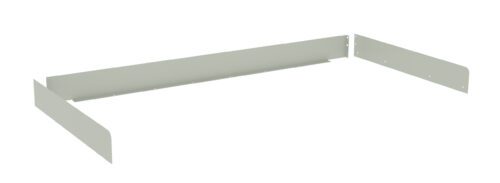 Minimalist metal frame with three connected flat panels forming a U-shape. The structure is gray and appears to be part of a modular or adjustable system, with holes along the edges for assembly or connection.