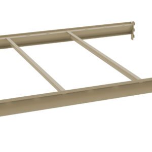 A beige metal structural beam with a rectangular frame and three internal crossbars positioned horizontally against a plain white background.