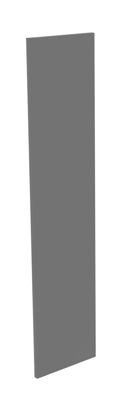 A vertical, rectangular gray slab standing against a white background. The slab’s surface is smooth and even.