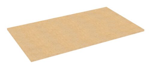 A rectangular sheet of beige medium-density fiberboard (MDF) with a smooth surface, displayed at a slight angle on a plain white background.