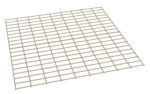 A three-dimensional rendering of a beige, square wire grid. The grid is composed of evenly spaced, intersecting horizontal and vertical lines, forming a mesh. It is shown from an angled perspective against a white background.