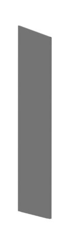 A tall, flat, rectangular gray panel is standing upright against a plain white background. The panel has a smooth surface and a consistent color with no visible markings or features.