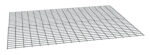 A three-dimensional illustration of a rectangular metal grid with evenly spaced horizontal and vertical lines forming square openings, shown on a white background.
