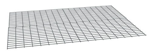 A three-dimensional illustration of a rectangular metal grid with evenly spaced horizontal and vertical lines forming square openings, shown on a white background.