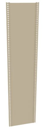A tall, beige metal panel with evenly spaced perforated holes along both vertical edges. The panel is set against a plain white background.