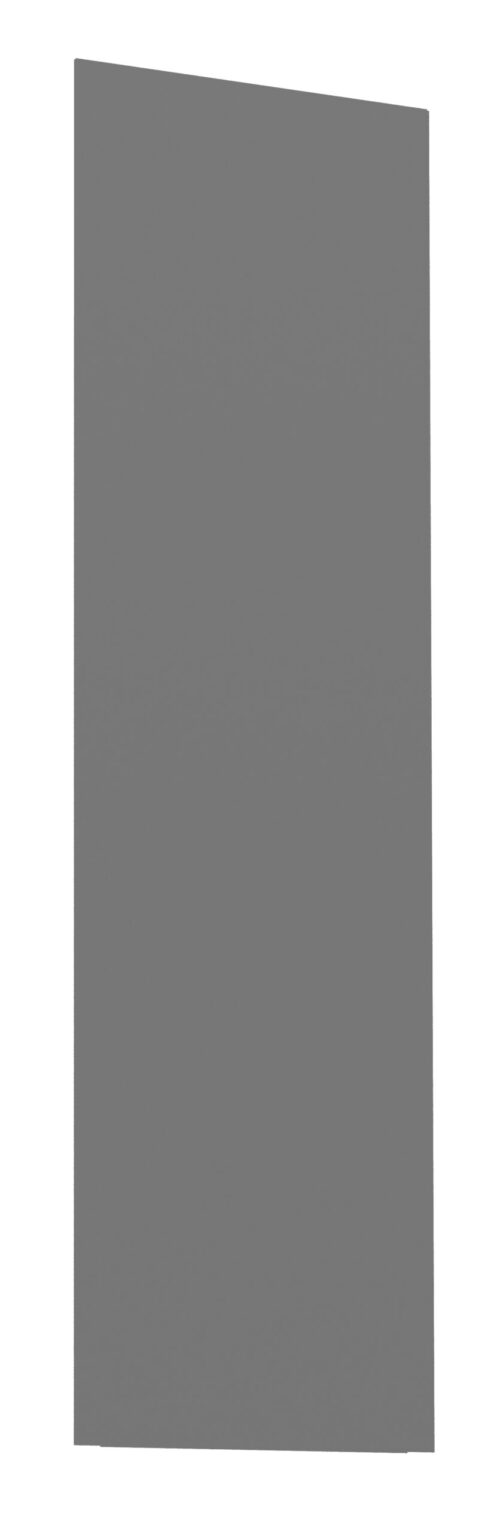 A tall, narrow, solid gray rectangular panel against a white background.