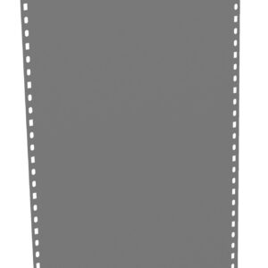 A large sheet of continuous computer printer paper with perforated edges and pre-punched holes along both sides. The paper is blank and gray, suggesting it may be an older format used for dot matrix printers.
