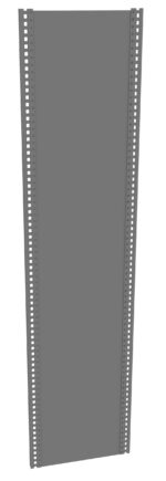 Tall, rectangular, vertical metal rack with perforated side edges.