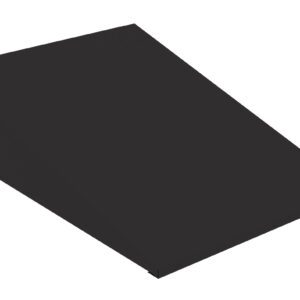 A black, triangular wedge-shaped object with a rectangular base, resembling a cheese wedge or a doorstop. The surface is smooth and has a matte finish.