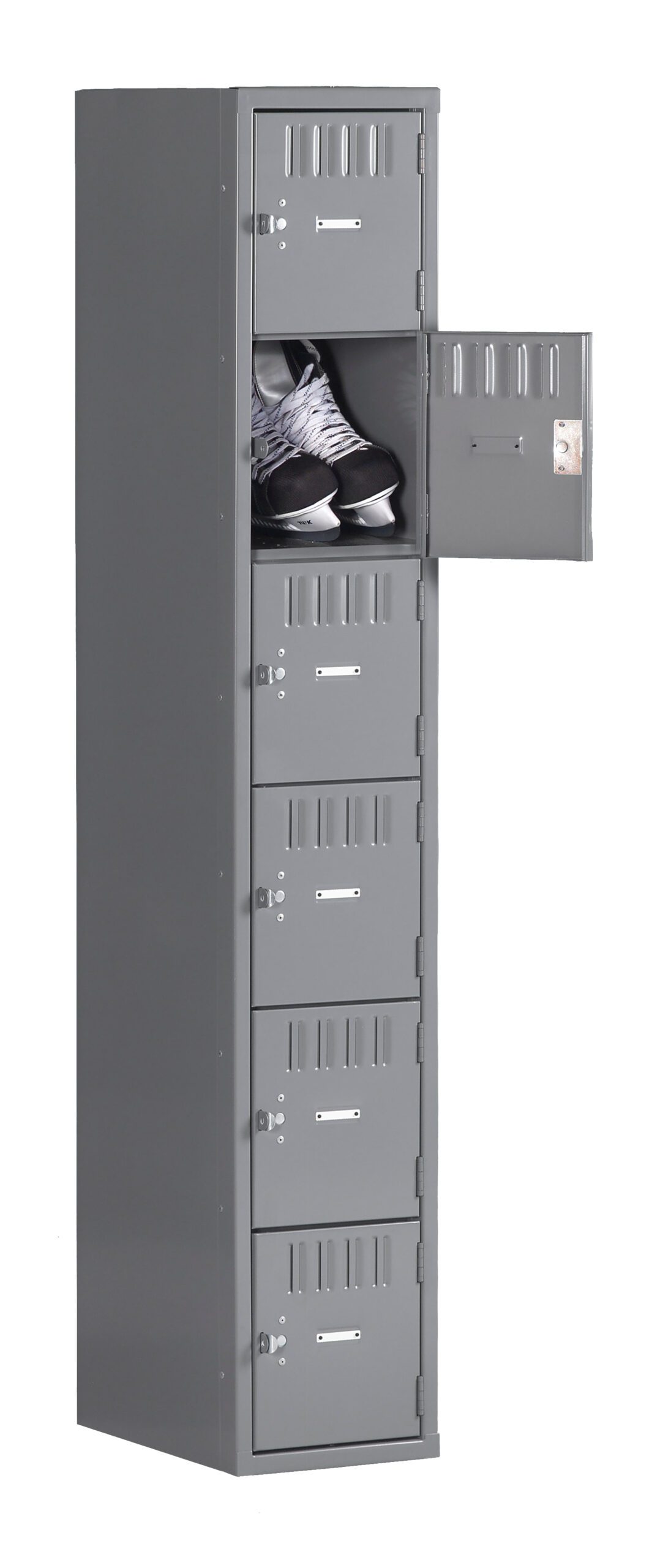 12" W x One-Wide Unassembled Six-Tier Box Locker without Legs Medium Grey