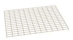 A beige metal grid or grate is shown from an angle, with evenly spaced horizontal and vertical bars forming a lattice pattern. The grid is placed against a plain white background.