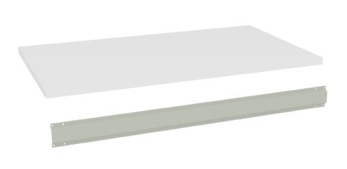 jygnkmlu4h0n9ej7xi7z.jpg A 3D rendering of a white rectangular panel and a separate light green metal bracket. The panel appears flat and smooth, while the bracket has small holes near its edges, likely for mounting or assembly purposes.