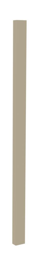 A tall, thin, rectangular beige pillar stands vertically against a plain white background. Its surface appears smooth and solid, with sharp edges, resembling a modern minimalist sculpture.