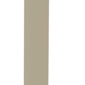 A tall, thin, rectangular beige pillar stands vertically against a plain white background. Its surface appears smooth and solid, with sharp edges, resembling a modern minimalist sculpture.