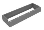 Gray rectangular metal bracket, open at the top, with multiple notches and cutouts along the sides. The object rests on a plain white background.