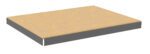 A rectangular platform viewed from an angle, featuring a light brown wooden surface and a dark gray metal frame on the sides. The edges are straight, and the surface appears smooth and flat.