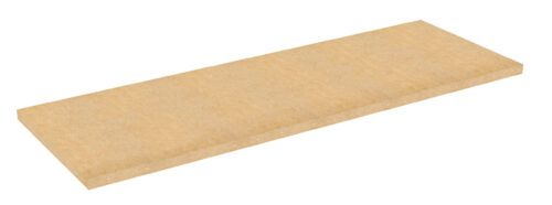 A rectangular piece of MDF board with a smooth, light brown surface. It is shown at an angle, highlighting its thickness and edges against a plain white background.