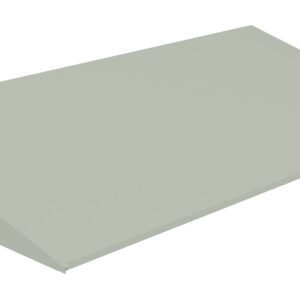 A grey, flat metal roof panel with a triangular side profile, displaying a simple, modern design against a plain white background.