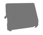 A rectangular metal sheet with rounded corners and multiple bends and cutouts, resembling an industrial or mechanical part, is displayed against a plain white background.