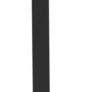 A tall, narrow black rectangle is centered against a plain white background, slanting slightly to the right.