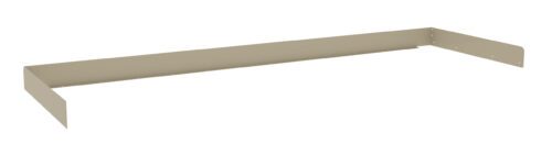 A long, beige L-shaped metal bracket with small holes along the edges. The bracket is positioned horizontally with one end bent at a right angle.