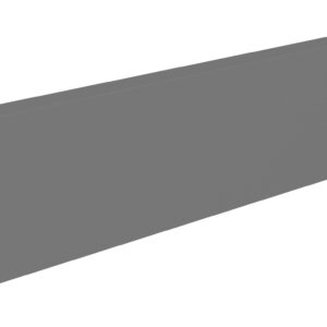 A gray, rectangular metal blank rack panel with mounting holes on each side. The panel is viewed at an angle, showcasing its flat surface and thin profile.