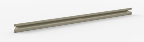 A metallic, beige, elongated metal beam lying horizontally against a white background. The beam appears smooth, with a slightly hollow structure and raised edges along its length.