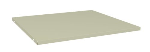 A flat, rectangular metal shelf with small circular holes near the edges, shown against a white background. The shelf appears to be a single, solid color.